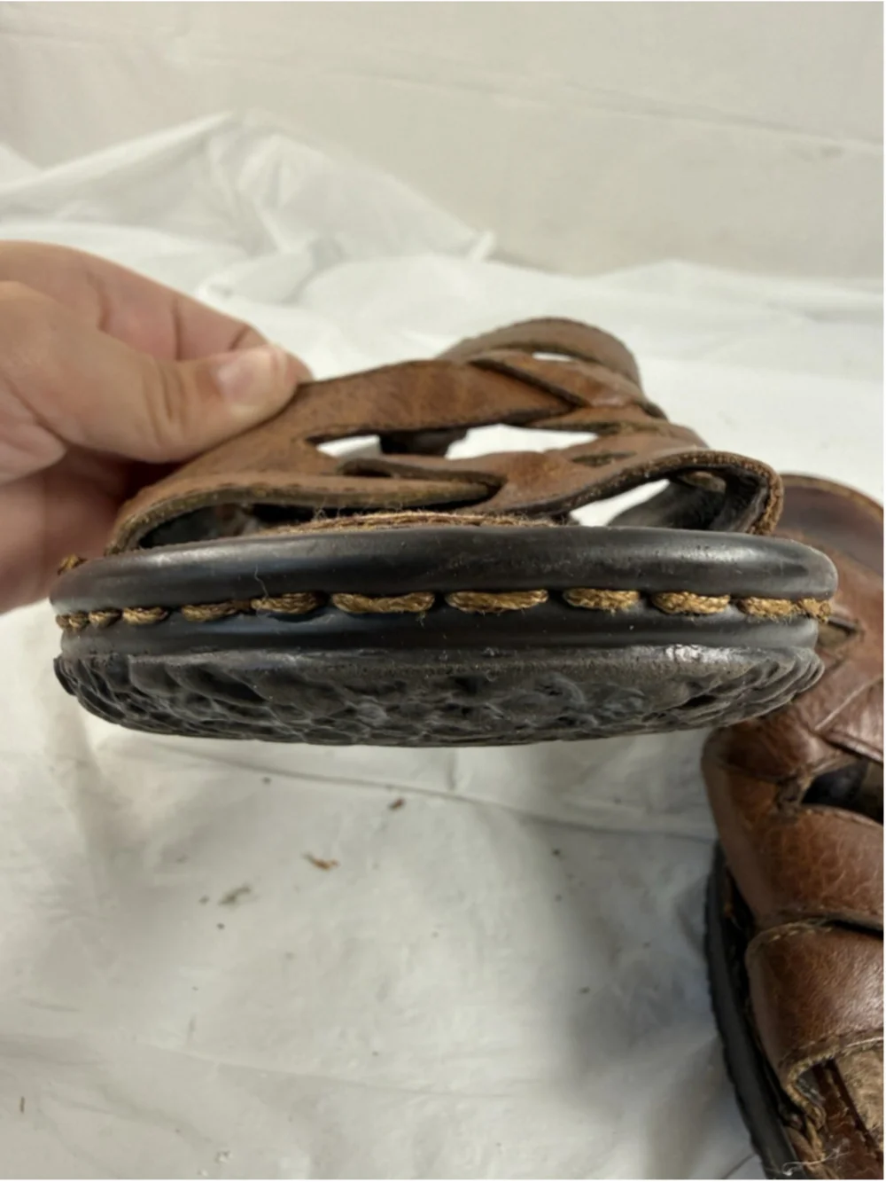 Born Women's Brown Leather Open-Toe Slide Sz 7M